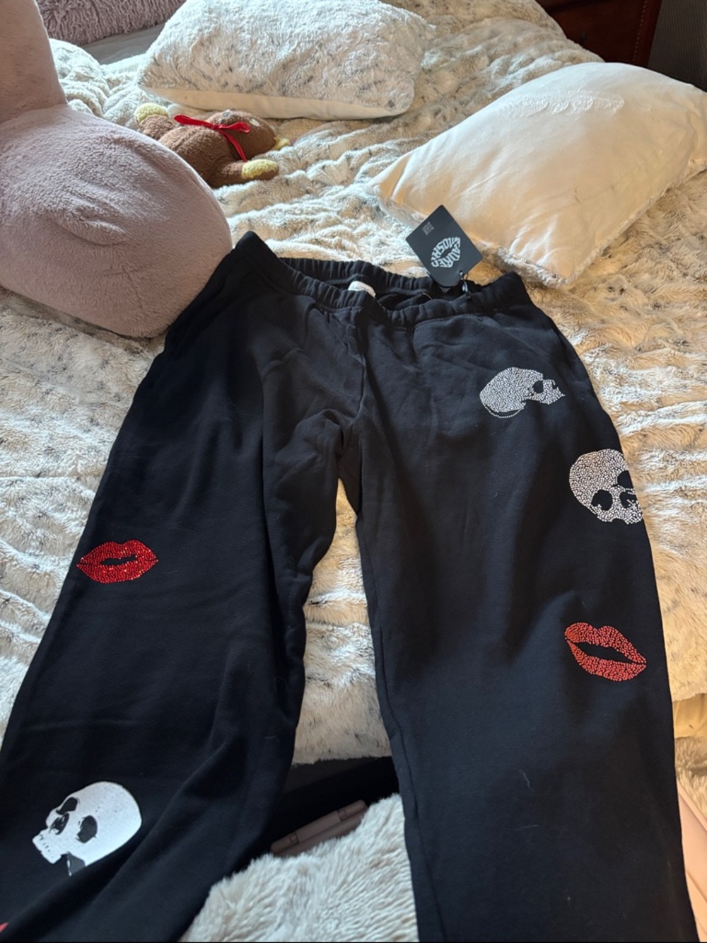 Lauren Moshi CHANTRIA Stud Skulls & Lips Pants
